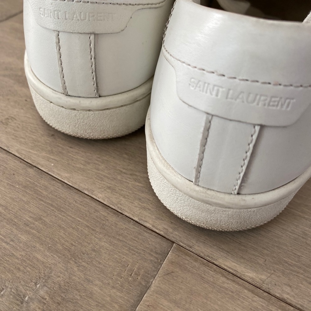 Saint Laurent White Leather Sneakers YSL 38 - Picture 8 of 8